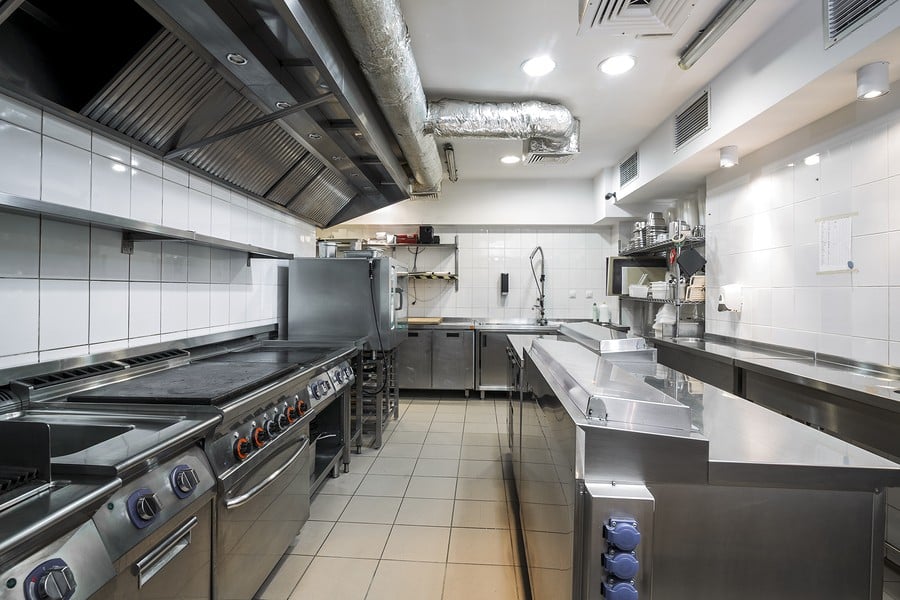 Modern kitchen in the restaurant with stainless equipment